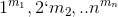 1^{m_1},2`{m_2},..n^{m_n}