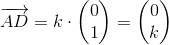 \overrightarrow{AD}=k\cdot \begin{pmatrix} 0\\1 \end{pmatrix}=\begin{pmatrix} 0\\k \end{pmatrix}