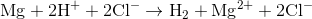 \mathrm{Mg+2H^{+}+2Cl^{-}\rightarrow H_{2}+Mg^{2+}+2Cl^{-}}