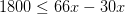 1800\leq 66x-30x