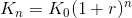 K_{n}=K_{0} (1+r)^{n}