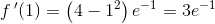f{\, }'(1)=\left (4-1^2 \right )e^{-1}=3e^{-1}