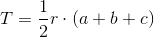 T=\frac{1}{2}r\cdot (a+b+c)