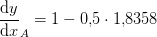 \frac{\mathrm{d} y}{\mathrm{d} x}_A=1-0{,}5\cdot 1{,}8358