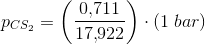 p_{CS_2}=\left ( \frac{0{,}711}{17{,}922} \right )\cdot (1\; bar)