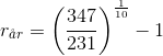 r_{\aa r}=\left (\frac{347}{231} \right )^{\frac{1}{10}}-1