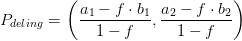 P_{deling}=\left ( \frac{a_1-f\cdot b_1}{1-f}, \frac{a_2-f\cdot b_2}{1-f}\right )