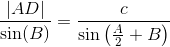 \frac{\left | AD \right |}{\sin(B)}=\frac{ c }{\sin\left ( \frac{A}{2}+B \right )}