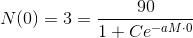 N(0)=3=\frac{90}{1+Ce^{-aM\cdot 0}}