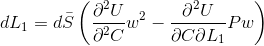dL_1=d \bar{S} \left( \frac{\partial ^2 U}{\partial^2 C} w^2 - \frac{\partial ^2 U}{\partial C \partial L_1} Pw \right )