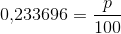 0{,}233696=\frac{p}{100}