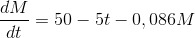 \frac{dM}{dt}=50-5t-0,086M