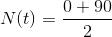 N(t)=\frac{0+90}{2}