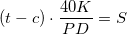 \small (t-c)\cdot \frac{40K}{PD}=S
