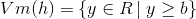 Vm(h)=\{y\in R\,|\; y\geq b \}