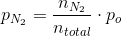 p_{N_2}=\frac{n_{N_2}}{n_{total}}\cdot p_o