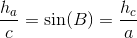 \frac{h_a}{c}=\sin(B)=\frac{h_c}{a}
