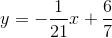 y=-\frac{1}{21}x+\frac{6}{7}