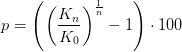 p=\left (\left (\frac{K_n}{K_0} \right )^{\frac{1}{n}}-1 \right )\cdot 100