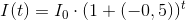 I(t)=I_0\cdot (1+(-0{,5}))^{t}