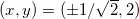 (x,y) = (\pm 1/\sqrt 2, 2)