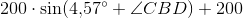 200\cdot \sin(4{,}57^{\circ}+\angle CBD)+200