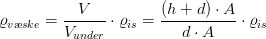 \varrho _{v\ae ske}=\frac{V}{V_{under}}\cdot \varrho _{is}=\frac{(h+d)\cdot A}{d\cdot A}\cdot \varrho _{is}