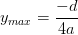 y_{max}=\frac{-d}{4a}