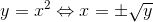 y=x^2\Leftrightarrow x=\pm \sqrt{y}
