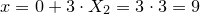 \small \small \small x=0+3\cdot X_2=3\cdot 3=9