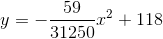 y=-\frac{59}{31250}x^2+118
