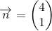 \overrightarrow{n}=\begin{pmatrix} 4 \\ 1 \end{pmatrix}