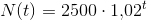 N(t)=2500\cdot 1{,}02^t