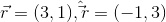 \vec r=(3,1) , \hat\vec r=(-1,3)