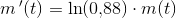m{\, }'(t)= \ln(0{,}88)\cdot m(t)