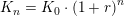 \small K_n=K_0\cdot \left (1+r \right )^n