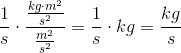 \frac{1}{s}\cdot \frac{\frac{kg\cdot m^2}{s^2}}{\frac{m^2}{s^2}}=\frac{1}{s}\cdot kg=\frac{kg}{s}