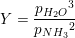 \small \small Y =\frac{{p_{H_2O}}^3}{{p_{NH_3}}^2}
