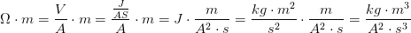 \Omega \cdot m=\frac{V}{A}\cdot m=\frac{\frac{J}{AS}}{A}\cdot m=J\cdot \frac{m}{A^2\cdot s}=\frac{kg\cdot m^2}{s^2}\cdot \frac{m}{A^2\cdot s}=\frac{kg\cdot m^3}{A^2\cdot s^3}