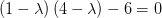 (1-\lambda )\left ( 4-\lambda \right )-6=0