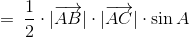 =\: \frac{1}{2}\cdot |\overrightarrow{AB}|\cdot |\overrightarrow{AC}|\cdot \sin A