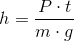 h=\frac{P\cdot t}{m\cdot g}
