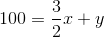 100=\frac{3}{2}x+y