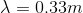 \lambda =0.33m