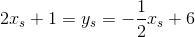 2x_s+1=y_s=-\frac{1}{2}x_s+6