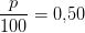 \frac{p}{100}=0{,}50