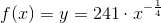 f(x)=y=241\cdot x^{-\frac{1}{4}}