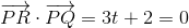 \overrightarrow{PR}\cdot\overrightarrow{PQ}=3t+2=0