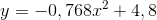 y=-0,768x^2+4,8