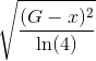 \sqrt{\frac{(G-x)^2}{\ln (4)}}